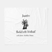 独身最後の週末 ヤシの木 クラブ 名前を追加 フリースブランケット (正面(横))