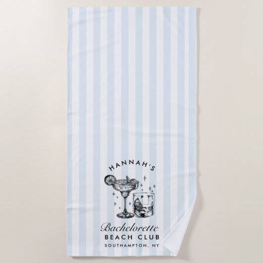 独身最後の青と黒のレトロモダンビーチタオル ビーチタオル (正面)
