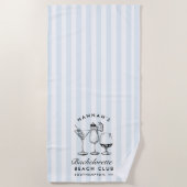 独身最後の青と黒のレトロモダンビーチタオル ビーチタオル (正面)