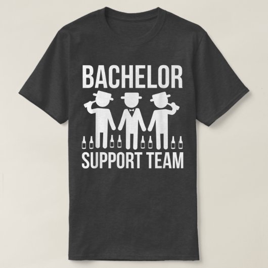 独身男性を支援するチーム 結婚前の独身男性パーティー ウェディング Tシャツ (デザイン正面)