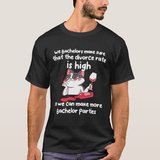 独身男性+猫+パーティー Tシャツ (正面)