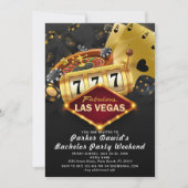 独身者カジノパーティー ブラックゴールド 招待状 (正面)