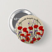 独身者ボタンとポピー赤と紫 缶バッジ (正面&裏面)