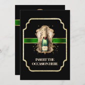 独身退職誕生日ワイきらめくンシック 招待状 (正面/裏面)