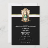 独身退職誕生日ワイきらめくンホワイト 招待状 (裏面)