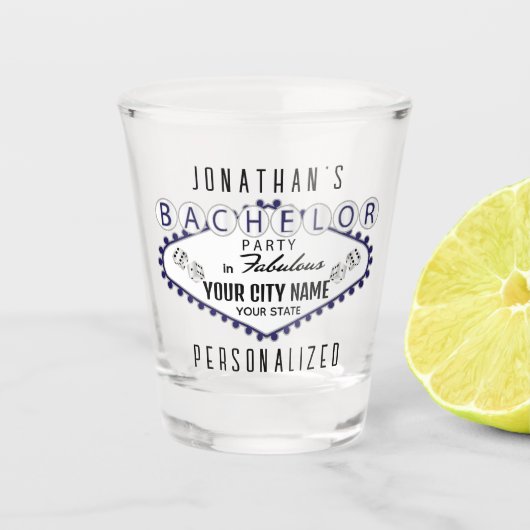 独身 – ベガススタイル – ダークブルー ショットグラス (正面)