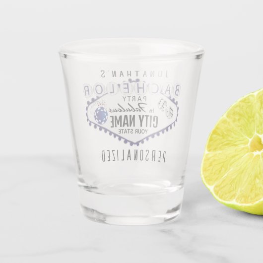 独身 – ベガストランプのポーカースタイル – ダークブルーショットグラス ショットグラス (裏面)