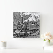 狭いゲージの蒸気の列車の吹くエンジン スクエア壁時計 (ホーム)