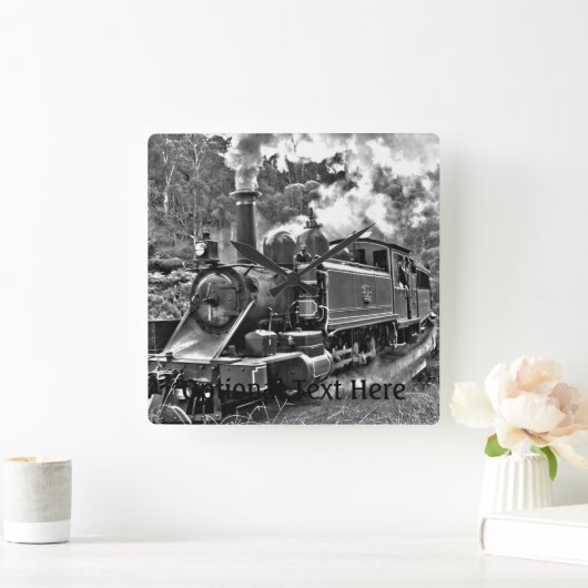 狭いゲージの蒸気の列車の吹くエンジン スクエア壁時計 (ホーム)