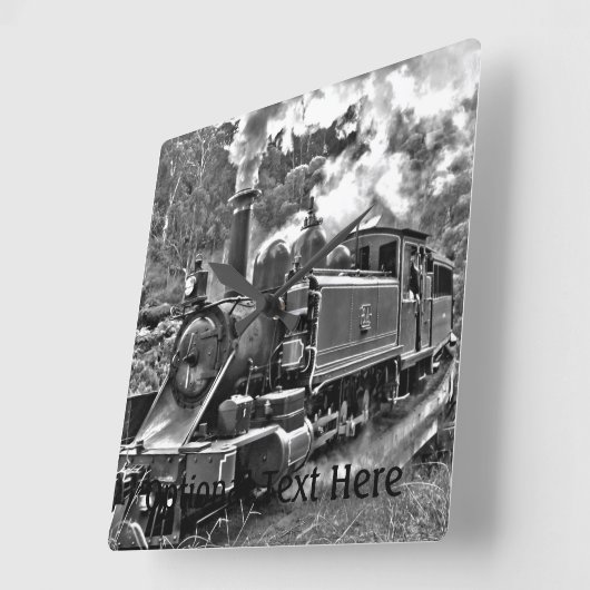 狭いゲージの蒸気の列車の吹くエンジン スクエア壁時計 (傾斜)