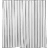 狭いストライプ木炭グレー白マットレスのチキング シャワーカーテン (正面)