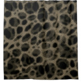 狭いベージュストライプのと奇妙な暗い円 シャワーカーテン (正面)