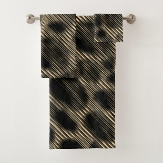 狭いベージュストライプのと奇妙な暗い円 バスタオルセット (インサイチュ)