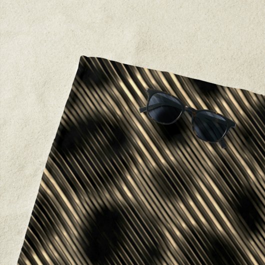 狭いベージュストライプのと奇妙な暗い円 ビーチタオル (インサイチュ)