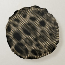 狭いベージュストライプのと奇妙な暗い円 ラウンドクッション