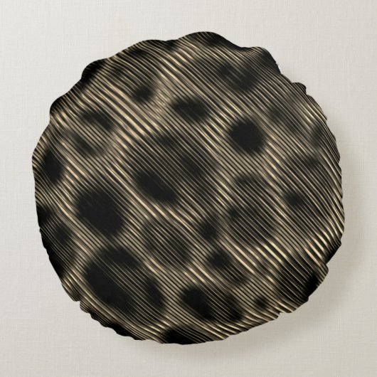 狭いベージュストライプのと奇妙な暗い円 ラウンドクッション (裏面)