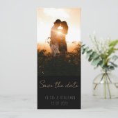 狭ミニマルい2枚の写真日付を保存 招待状 (スタンド正面)