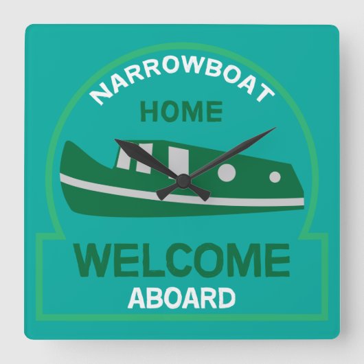 狭小舟 – アクセサリ – 運河ボートの贈り物 スクエア壁時計 (正面)