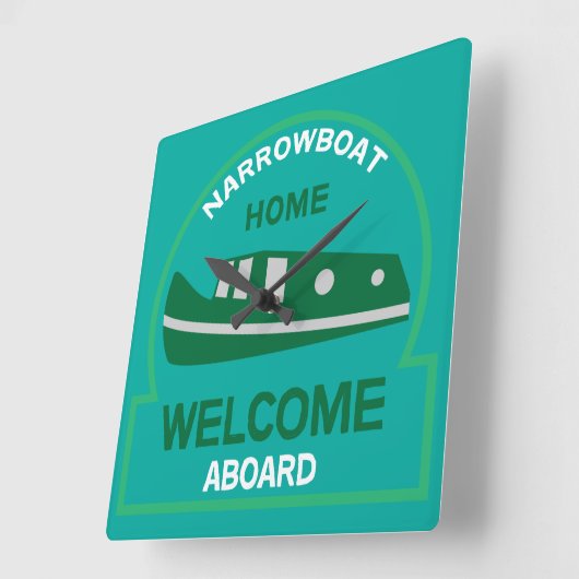 狭小舟 – アクセサリ – 運河ボートの贈り物 スクエア壁時計 (傾斜)