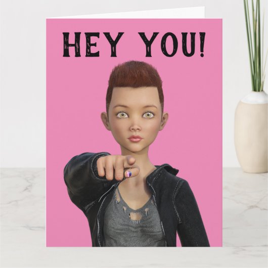 狭心症短毛少女ハッピーバースデーカード カード (正面)