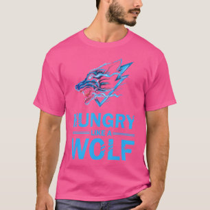 狼おもしろい狼が狼のように飢えている Tシャツ