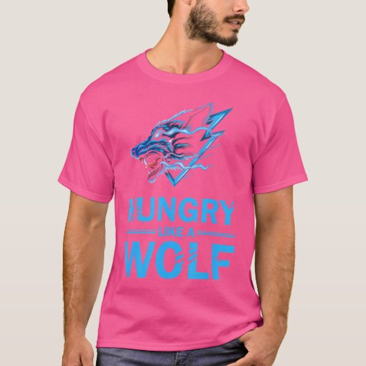 狼おもしろい狼が狼のように飢えている Tシャツ (正面)