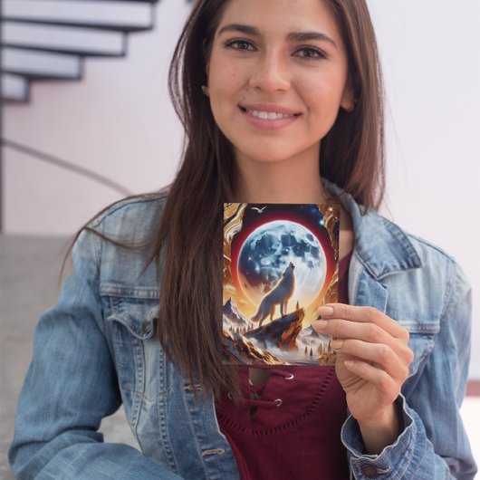 狼がクリムゾン・ムーンで吠える ポストカード