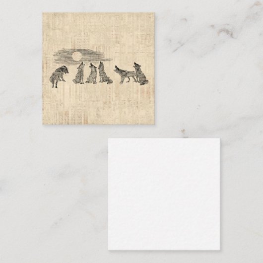 狼がムーン・ヴィンテージ・ウルフ・アート エンクロージャーカード (正面/裏面)