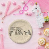 狼がムーン・ヴィンテージ・ウルフ・アート ペーパープレート (パーティー)