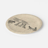 狼がムーン・ヴィンテージ・ウルフ・アート ペーパープレート (アングル)