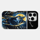 狼が明るい月にハウリング iPhoneケース (裏面横)