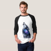 狼が星のように吠える銀河系 Tシャツ (正面フル)
