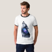 狼が星のように吠える銀河系 Tシャツ (正面フル)