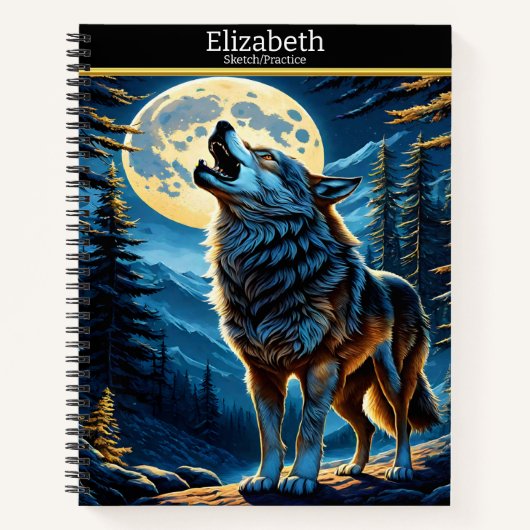 狼が星の空の下で月をセレナーデする ノートブック (正面)