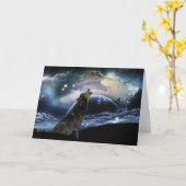 狼が月で吠える カード (黄色い花)