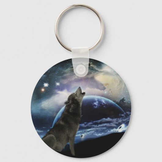 狼が月で吠える キーホルダー (正面)