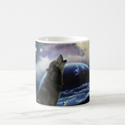 狼が月で吠える コーヒーマグカップ (中央)