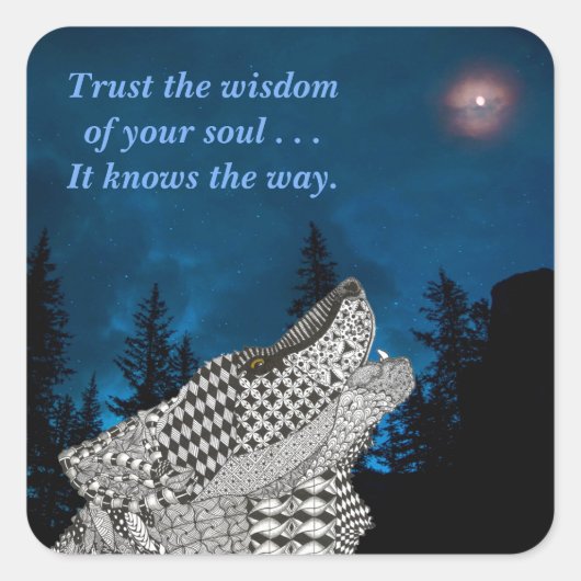 狼が月で吠える スクエアシール (正面)