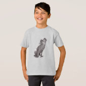 狼が月に向かって遠吠えする Tシャツ (正面フル)