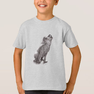 狼が月に向かって遠吠えする Tシャツ