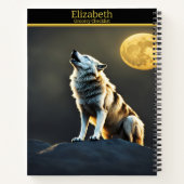 狼が月の下で白熱［赤熱］光を放つ鳴く ノートブック (裏面)