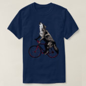 狼が自転車のTシャツで月に吠える Tシャツ (デザイン正面)