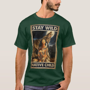 狼と共に、先住民のアメリカの野放しな子どもを飼う Tシャツ