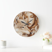 狼と女の羽 ラージ壁時計 (ホーム)