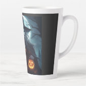 狼と月のあるハロウィーンのカボチャのちょうちんを魔女にする カフェラテマグ (右)