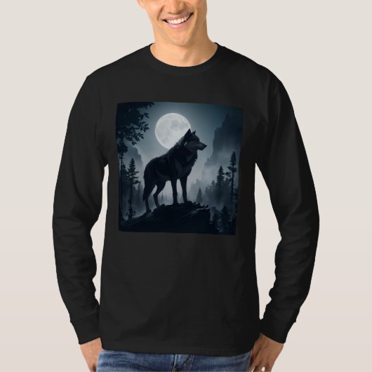 狼と月のTシャツ Tシャツ (正面)