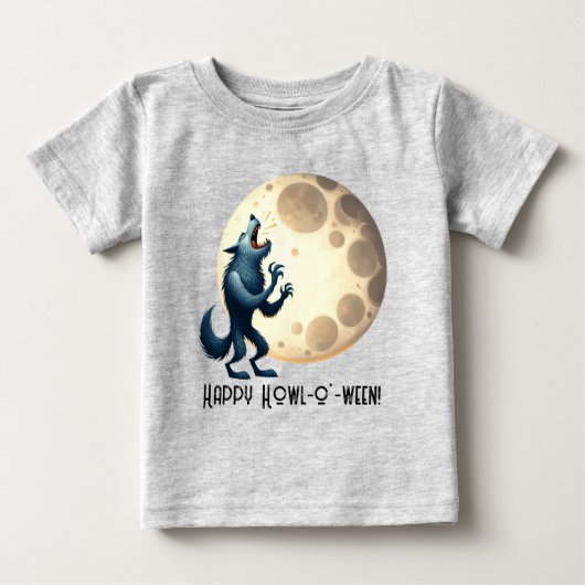 狼と満月 - ハッピー ハウルウィーン！ ベビーTシャツ (正面)