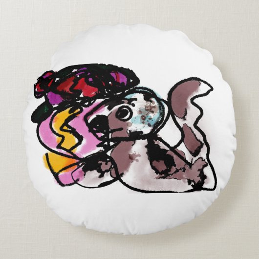 狼と花の喜び ラウンドクッション (正面)