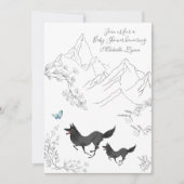 狼と蝶の山の森の赤ちゃんシャワー 招待状 (正面)