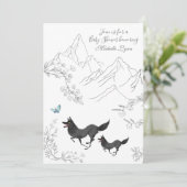 狼と蝶の山の森の赤ちゃんシャワー 招待状 (スタンド正面)